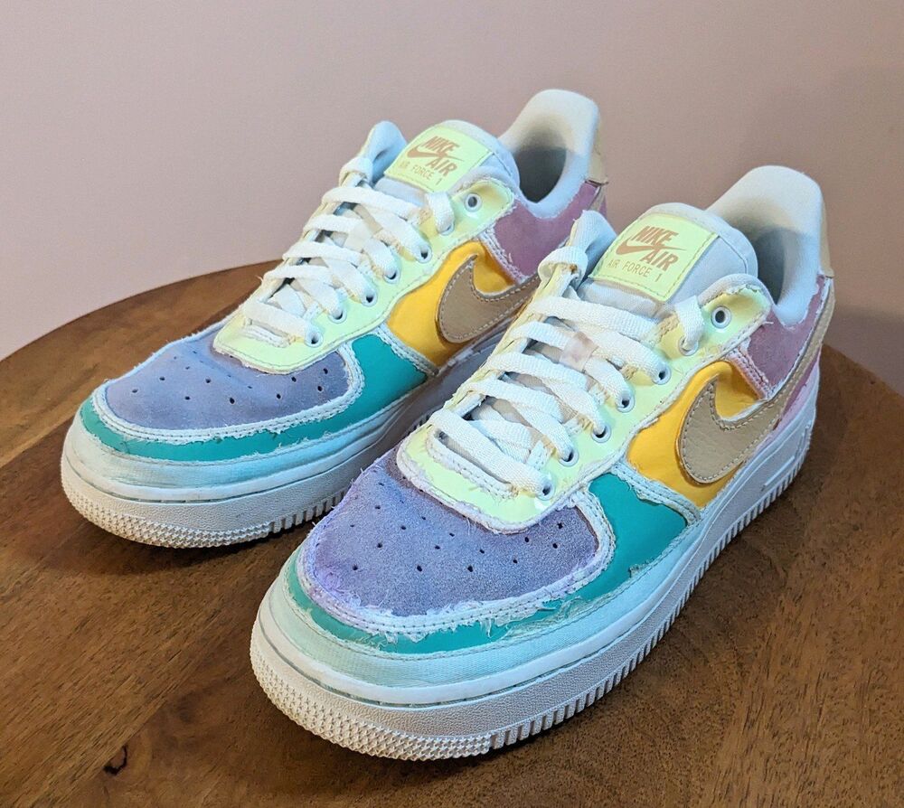 Nike Women's 8.5 Air Force 1 Low Pastel Reveal Shoes Arctic Punch DJ6901-600